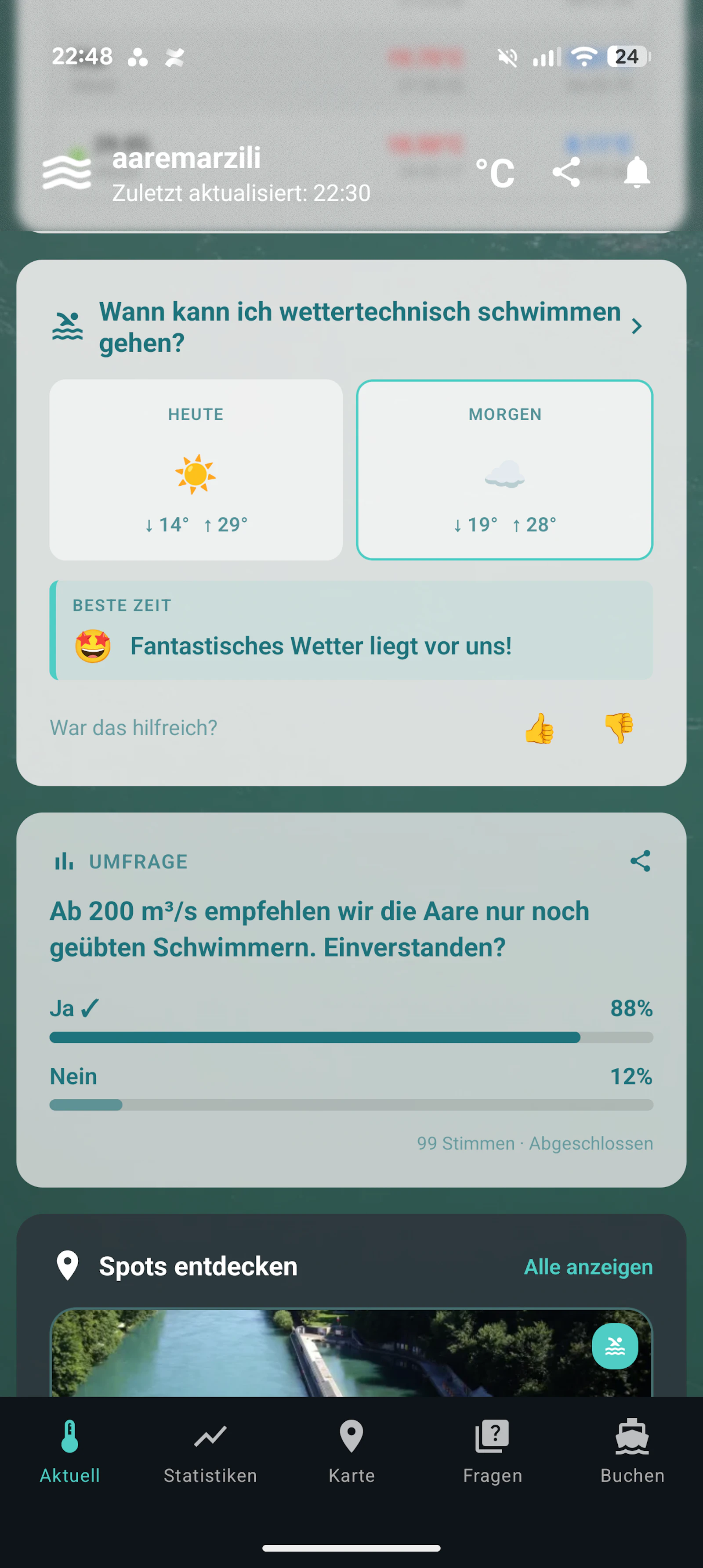 aaremarzili - Aare Temperature in Bern screenshot 3