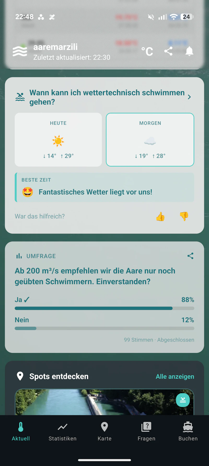 aaremarzili - Aare Temperature in Bern screenshot 3