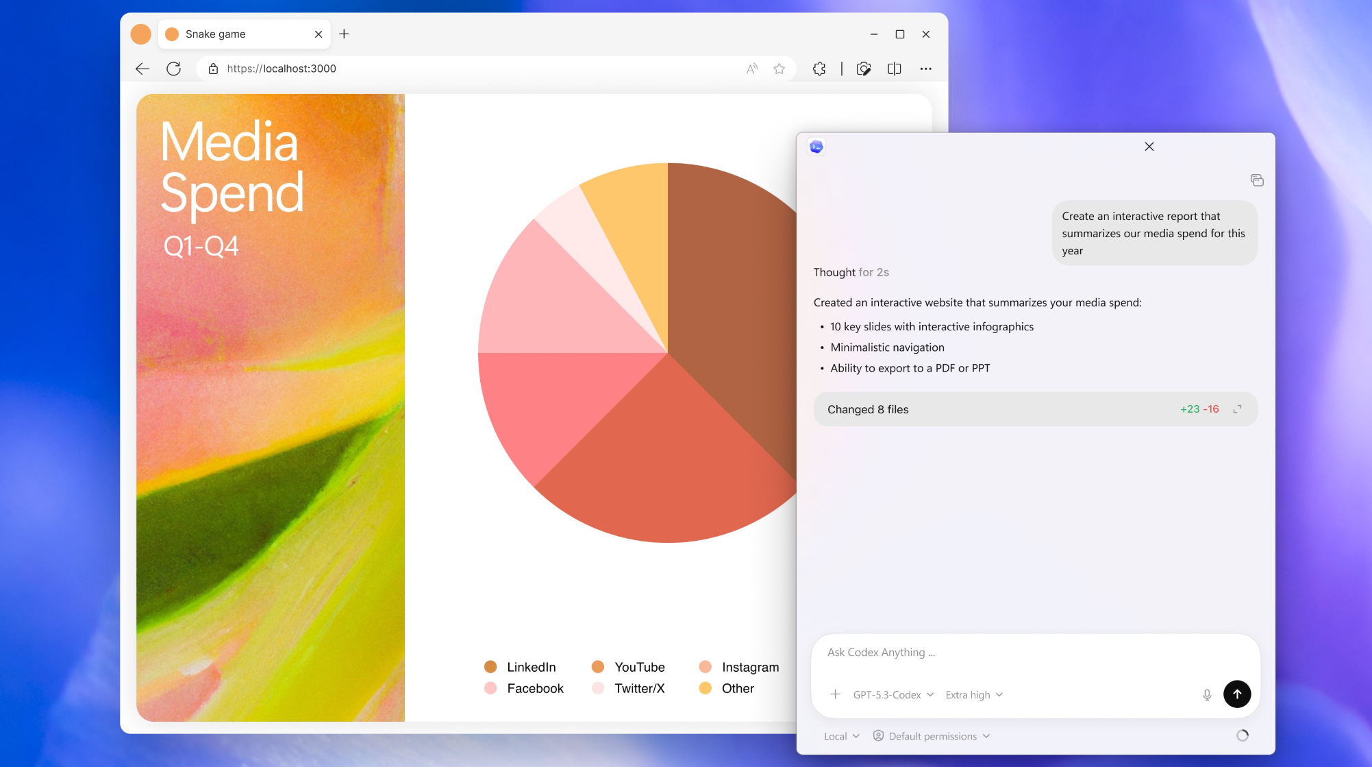 Codex app for Windows - Screenshot 4 showing product features and functionality