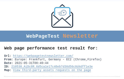 WebPageTest Newsletter gallery image