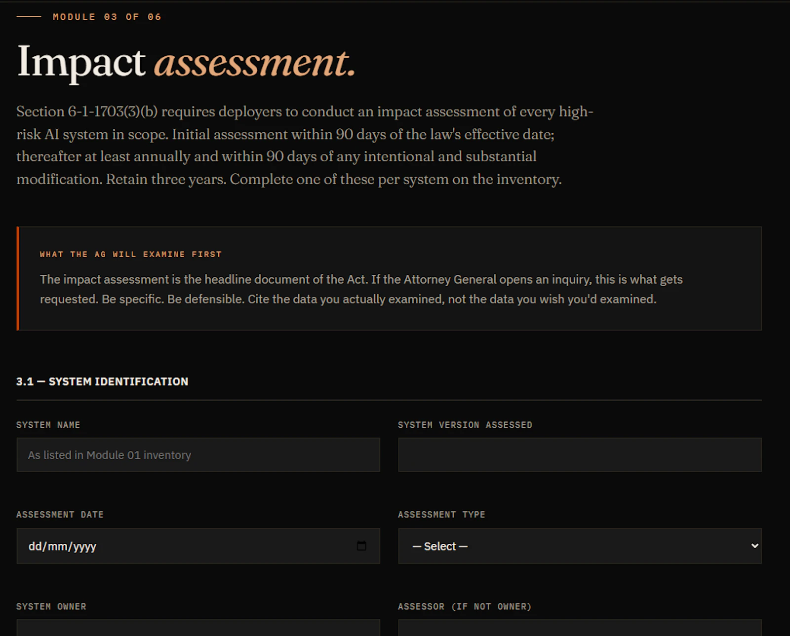 Colorado AI Act Readiness Toolkit screenshot 3