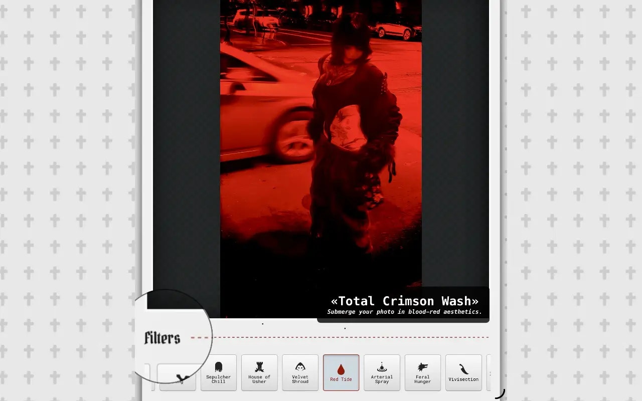 RawVamp: Glitch Art & Y2K Photo Effects - Screenshot 2 showing product features and functionality