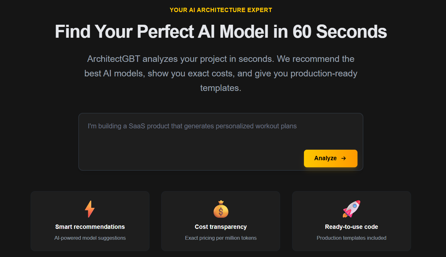 ArchitectGBT - Main product screenshot demonstrating key features and user interface