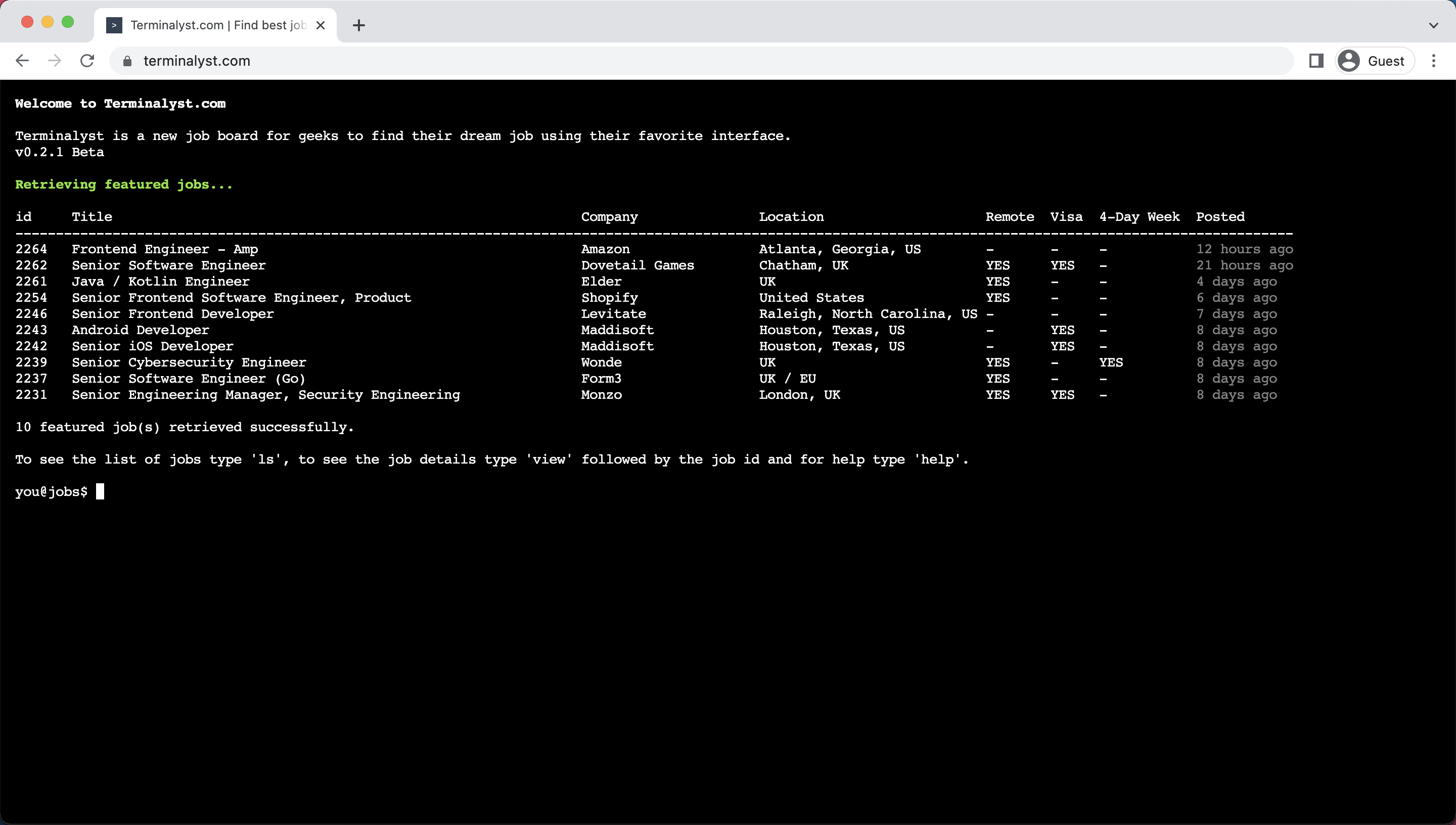 Média Terminalyst.com - Un tableau d'emploi sans GUI pour les amateurs de CLI! 2