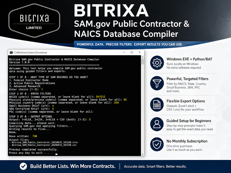 SAM.gov Contractor Database Compiler screenshot 1