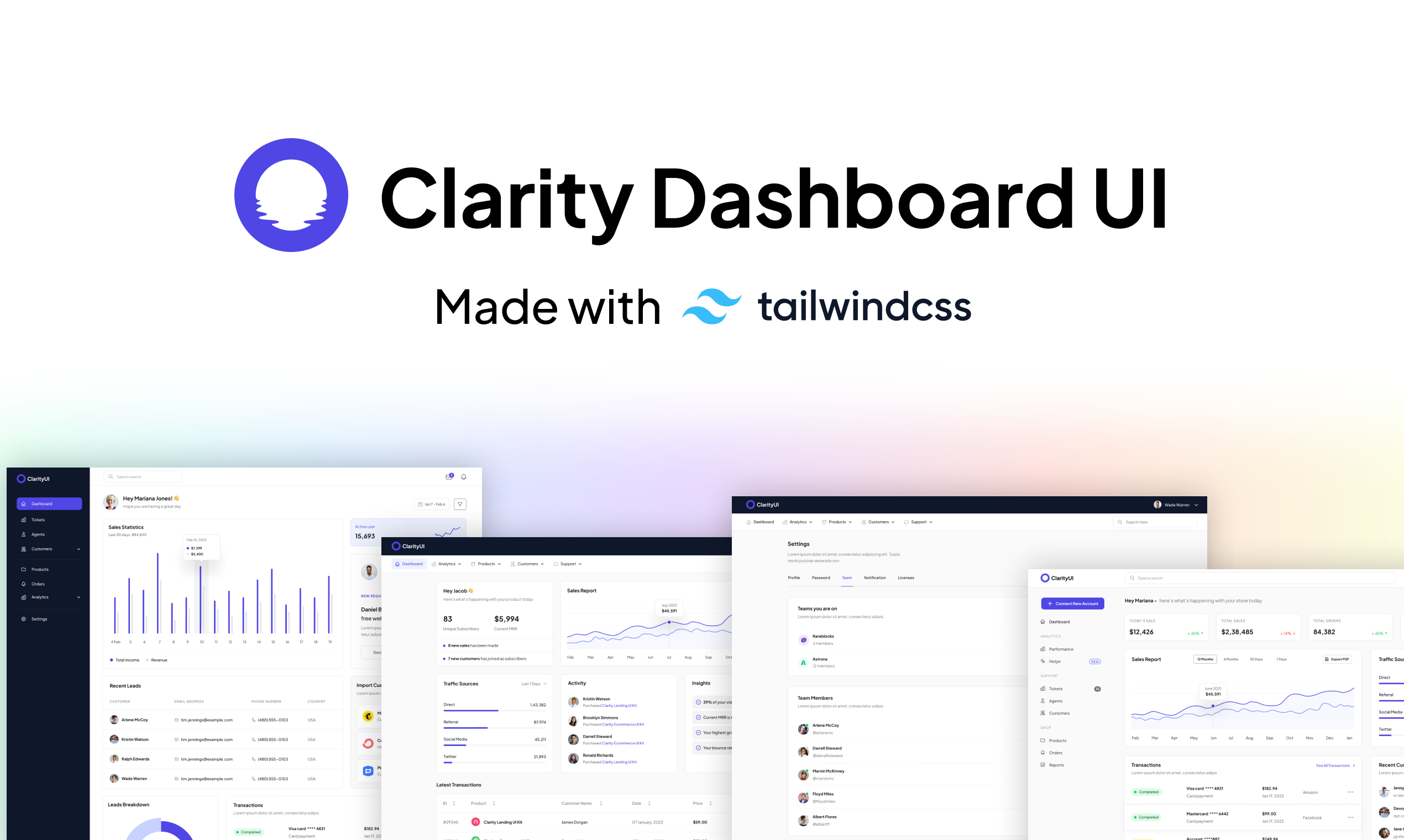 Clarity Dashboard UI gallery image