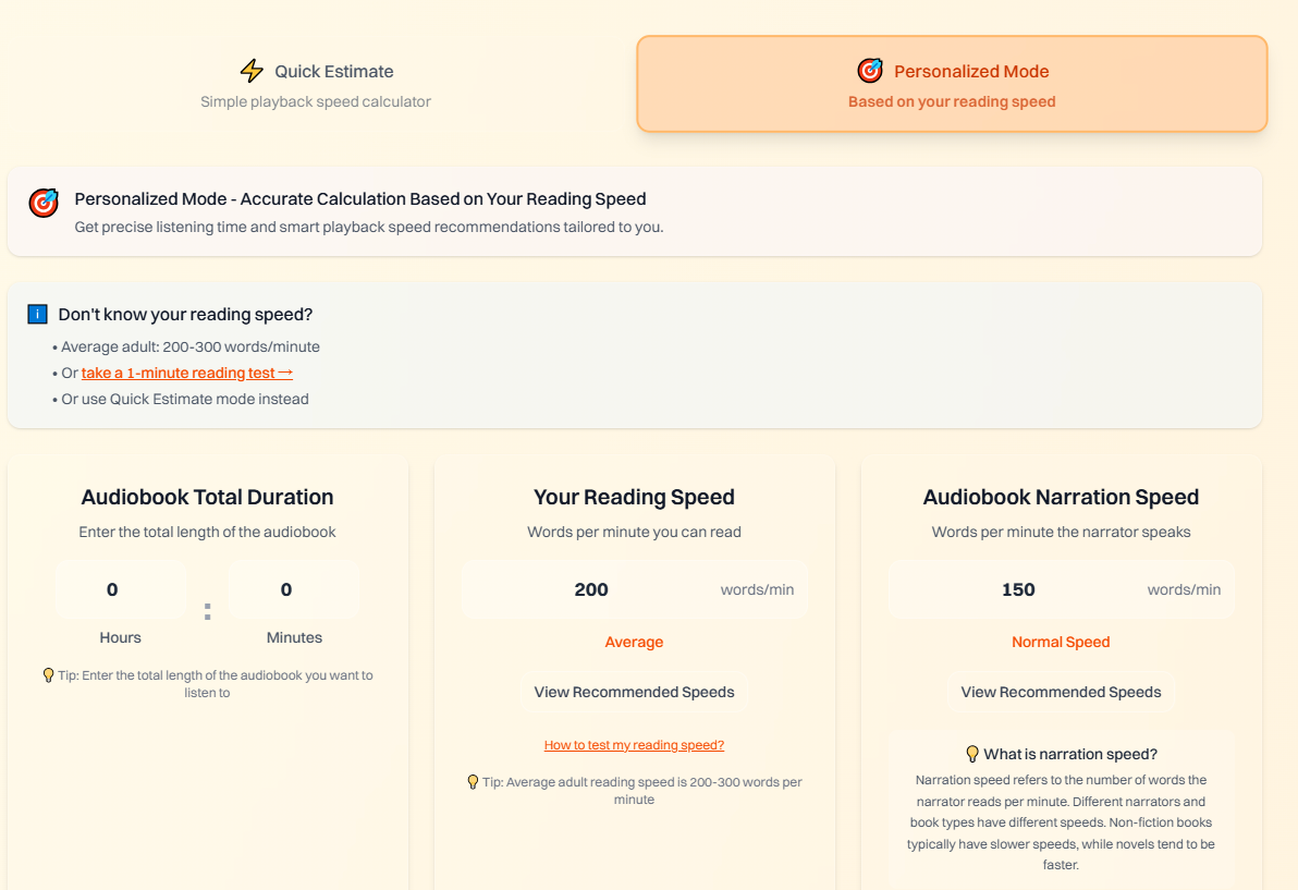 Audiobook Speed Calculator gallery image