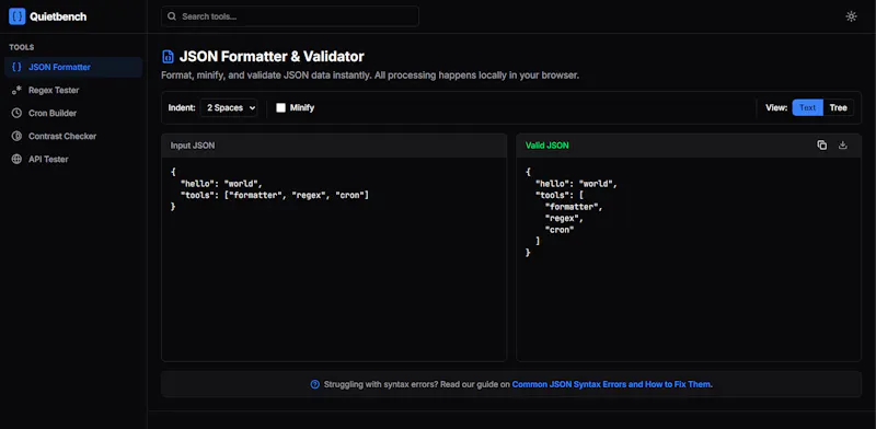 Quietbench screenshot 2