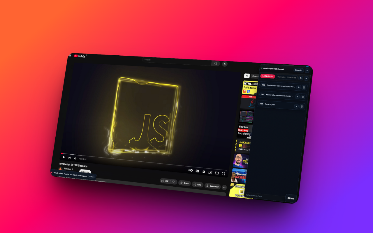 Yt Notizen - Verwandeln Sie YouTube -Videos in strukturiertes, wiederverwendbares Wissen Medien 3