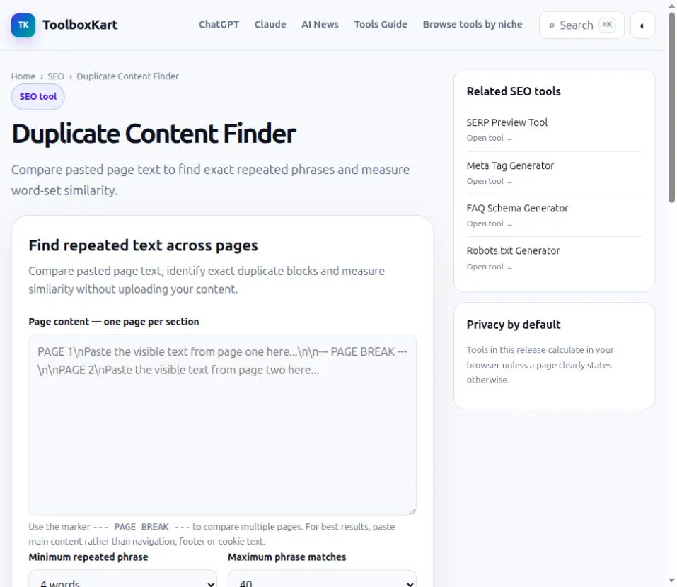 Duplicate Content Finder gallery image