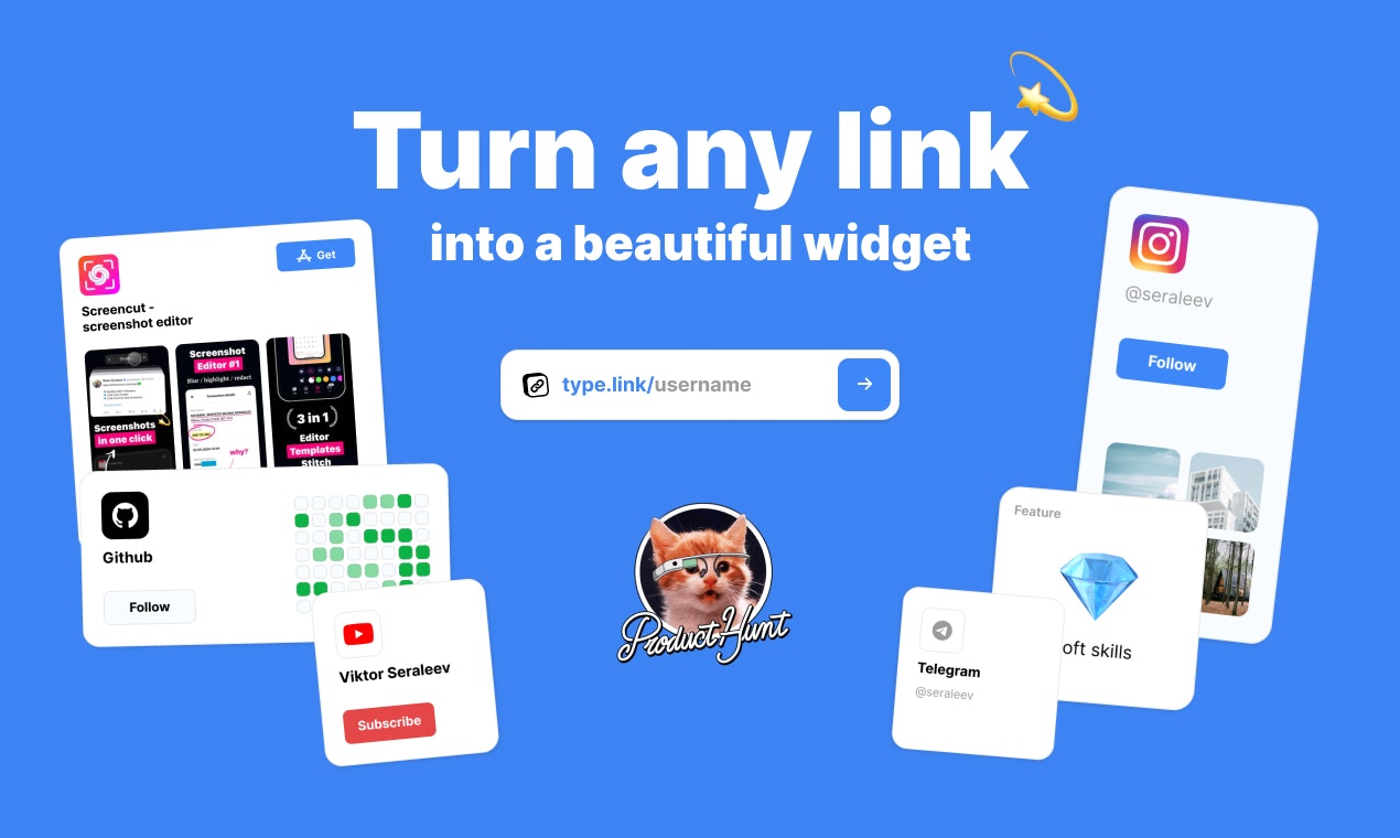 Type.link - Создайте свой сайт из удивительных виджетов медиа 3