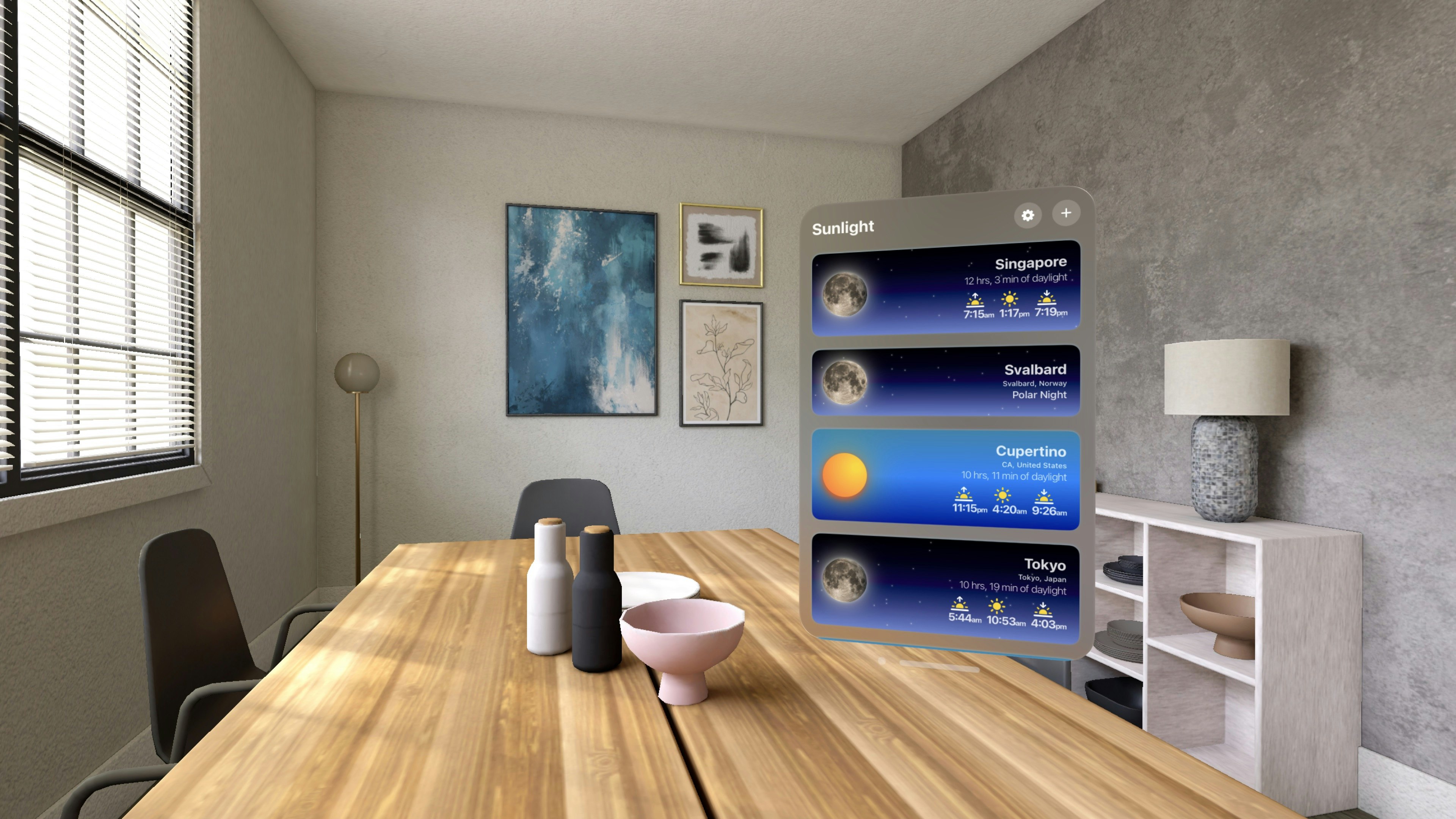 وسائط ضوء الشمس ل Apple Vision Pro/VisionOS - تحركات ثلاثية الأبعاد تخبرك بالوقت لشروق الشمس التالي 5