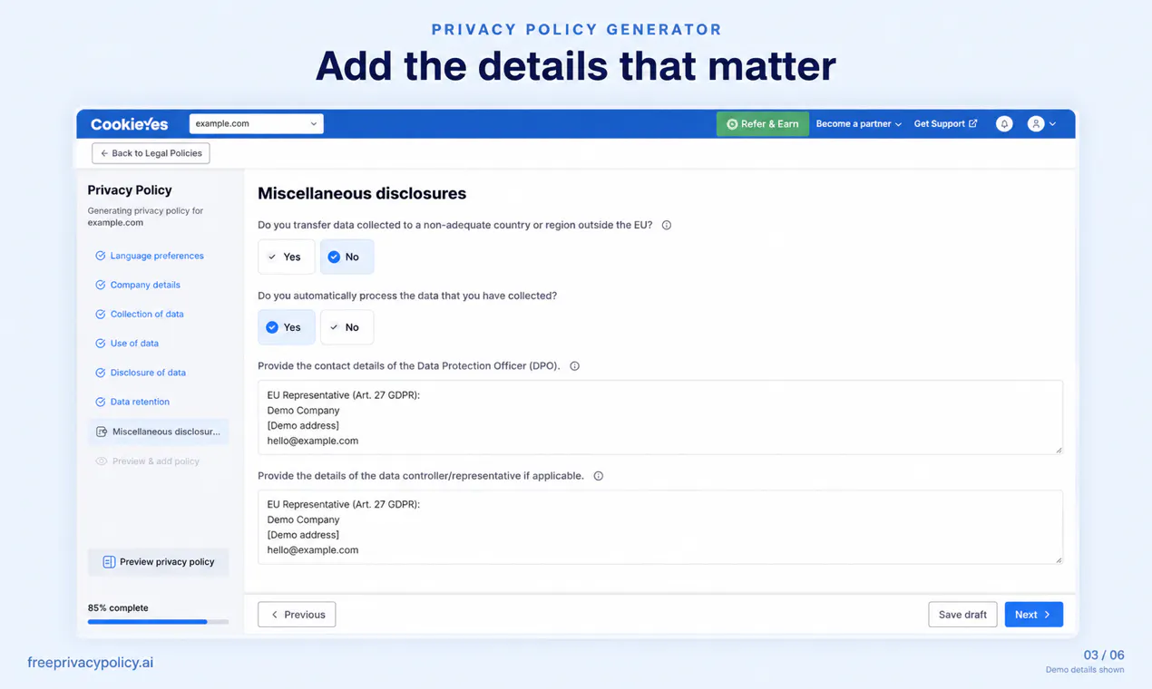 PrivacyPolicy Generator by CookieYes gallery image
