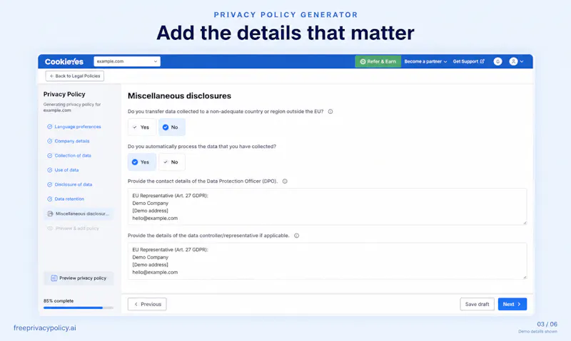 PrivacyPolicy Generator by CookieYes screenshot 5