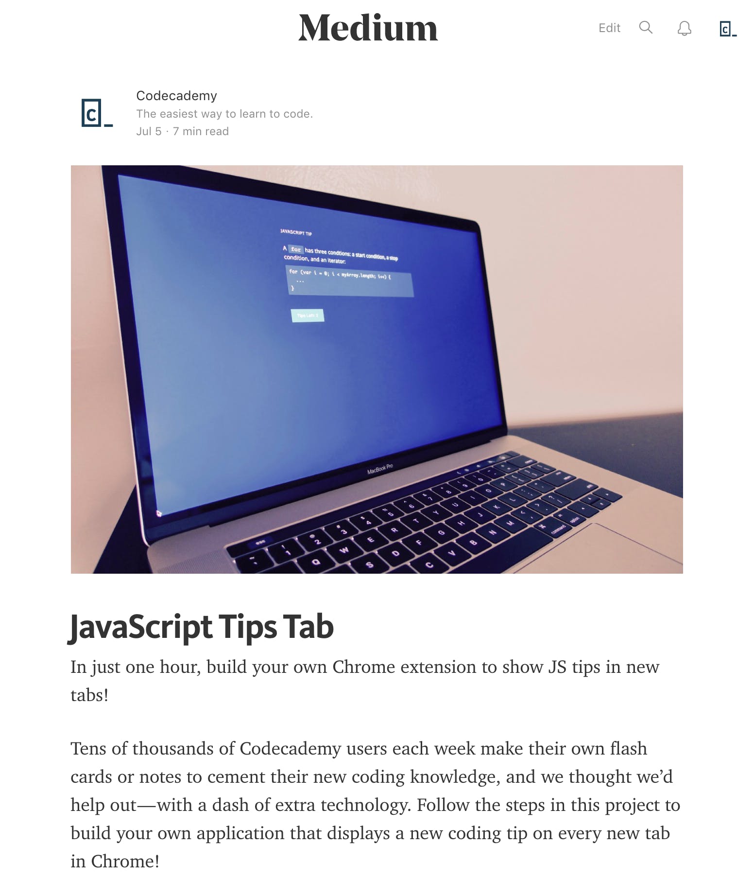 Coding Tips Tab: A Chrome Extension by Codecademy media 2