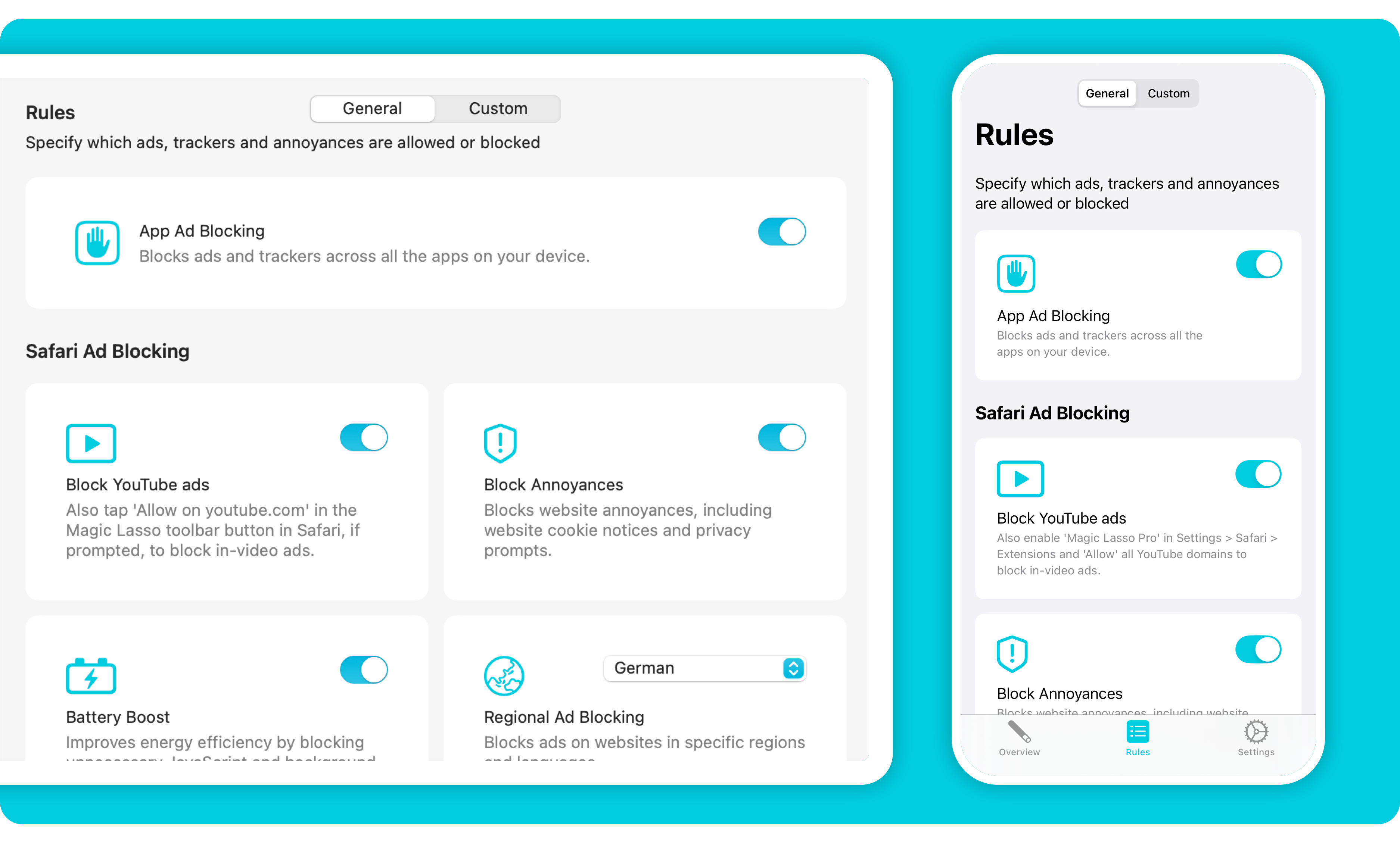 وسائط ماجيك لاسو Adblock v5.0 - قم بمنعطات الإعلانات في تطبيقات iPhone و iPad و Mac 3