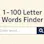1 to 100 Letter Words Finder, Solver
