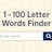 1 to 100 Letter Words Finder, Solver