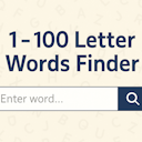 1 to 100 Letter Words Finder, Solver  