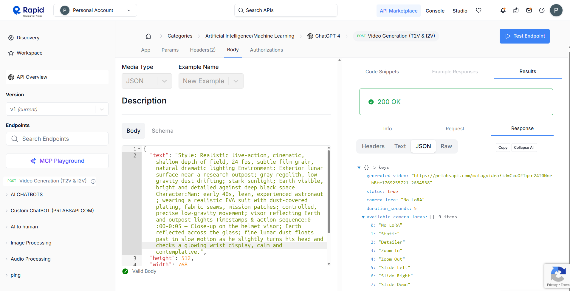 Video Generation API gallery image