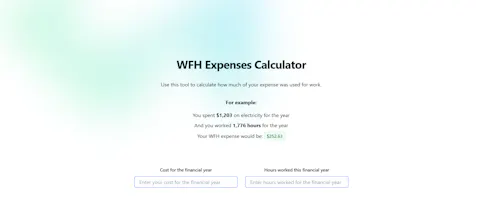 Work from Home Expenses Tax Calculator gallery image
