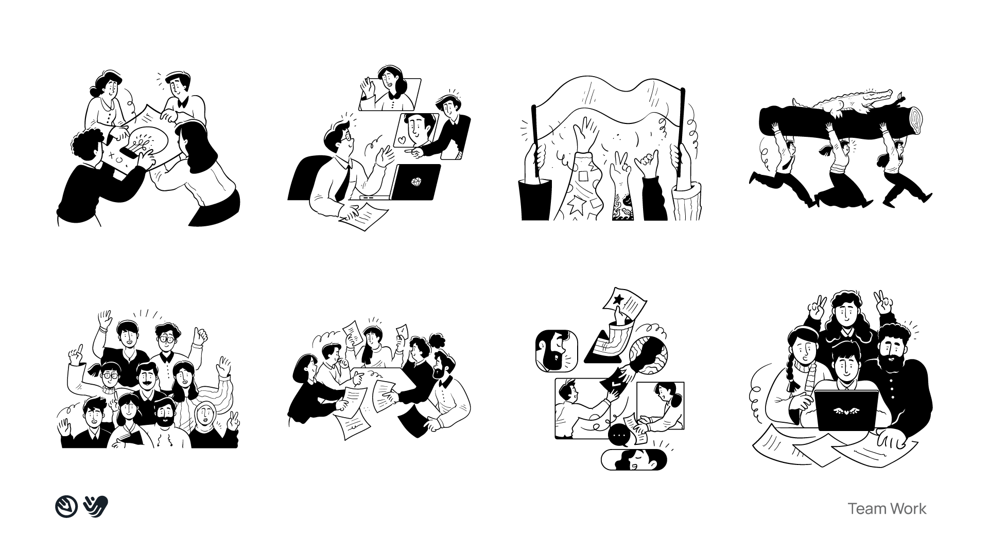 Ilustrações de movimento para noção media 15