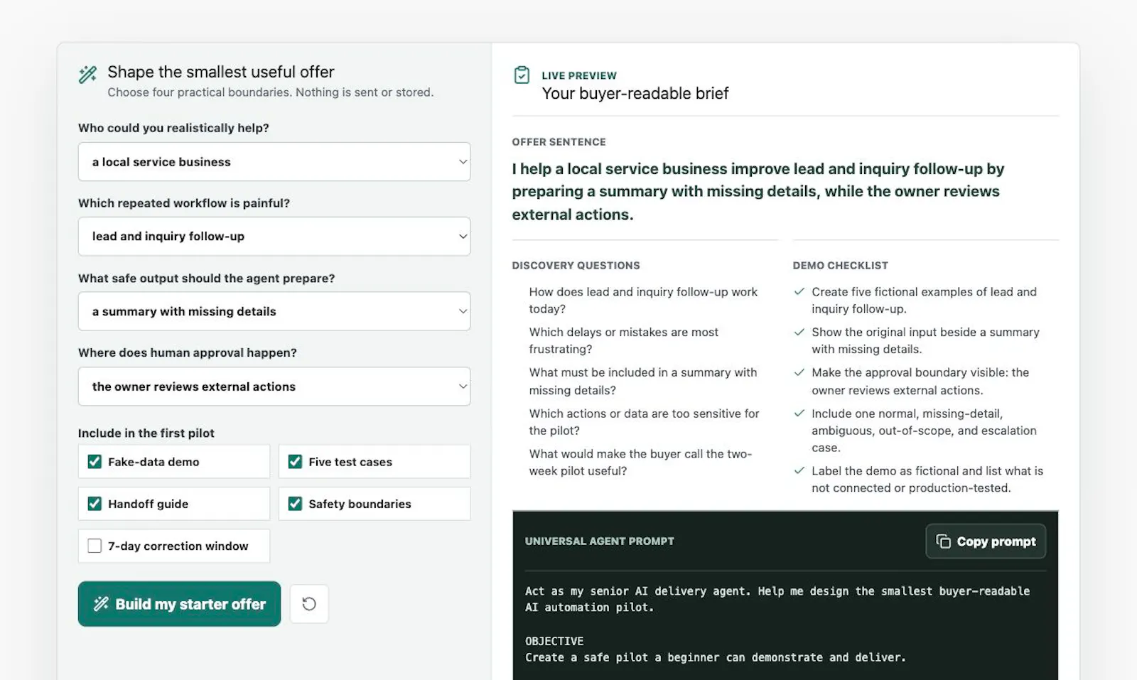 AI Automation Offer Builder screenshot 2