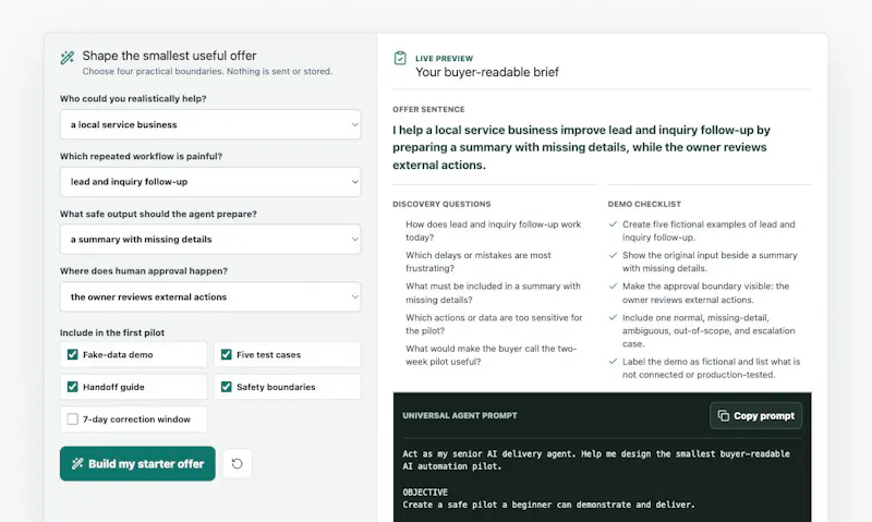 AI Automation Offer Builder screenshot 2