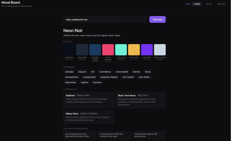Mood Board AI screenshot 2