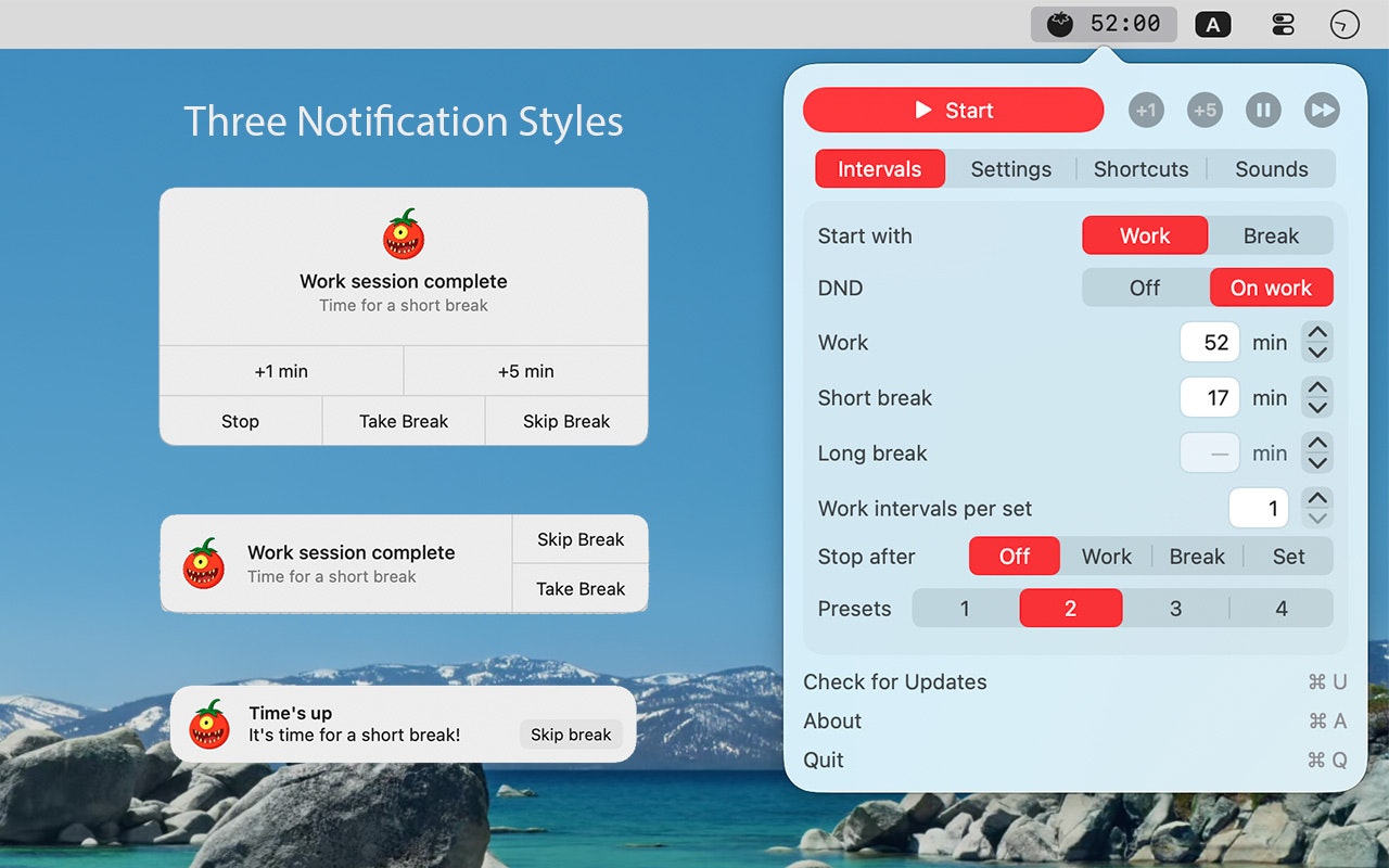 TomoBar - Flexible macOS pomodoro timer gallery image