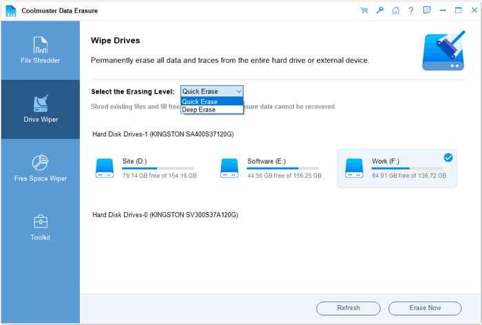 CoolMuster 데이터 삭제 - Windows 용 안정적인 데이터 와이프 소프트웨어 미디어 6