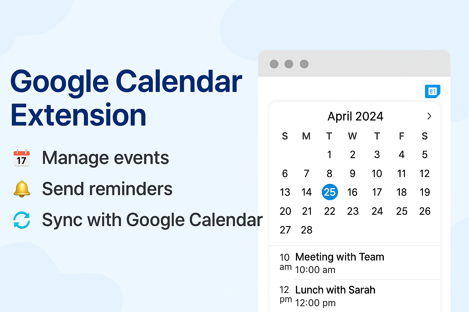 Googleカレンダー拡張機能 - Googleカレンダー拡張機能。イベント、カレンダーリマインダーを管理しますメディア2