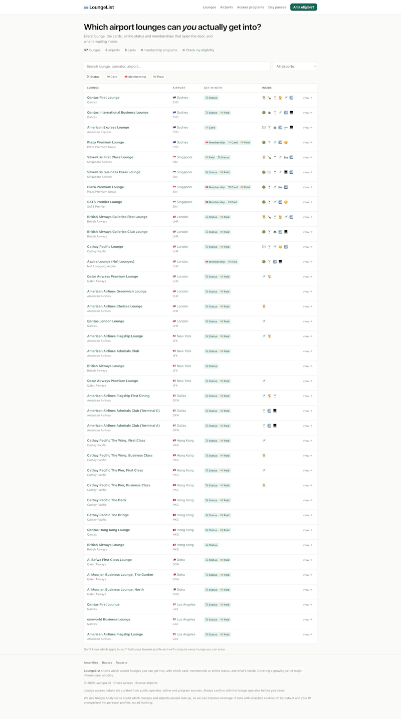 LoungeList screenshot 1