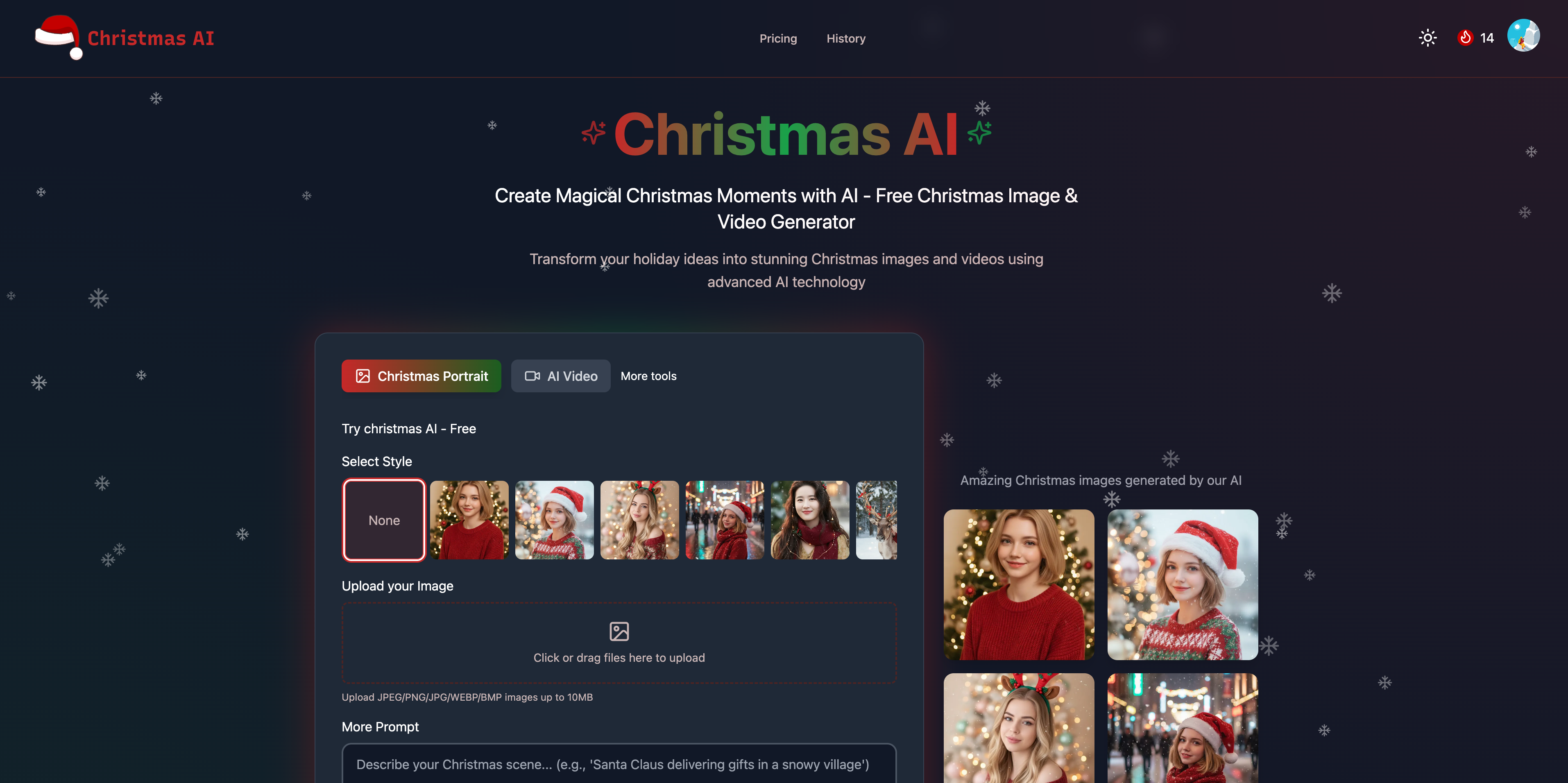 ChristmasAI - Main screenshot showing features and interface