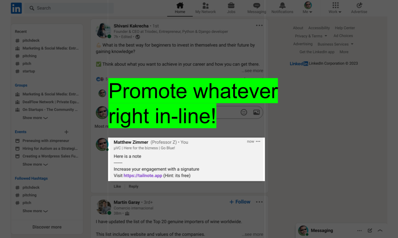 Nota de cola - Agregue una firma a sus comentarios y respuestas de LinkedIn media 4