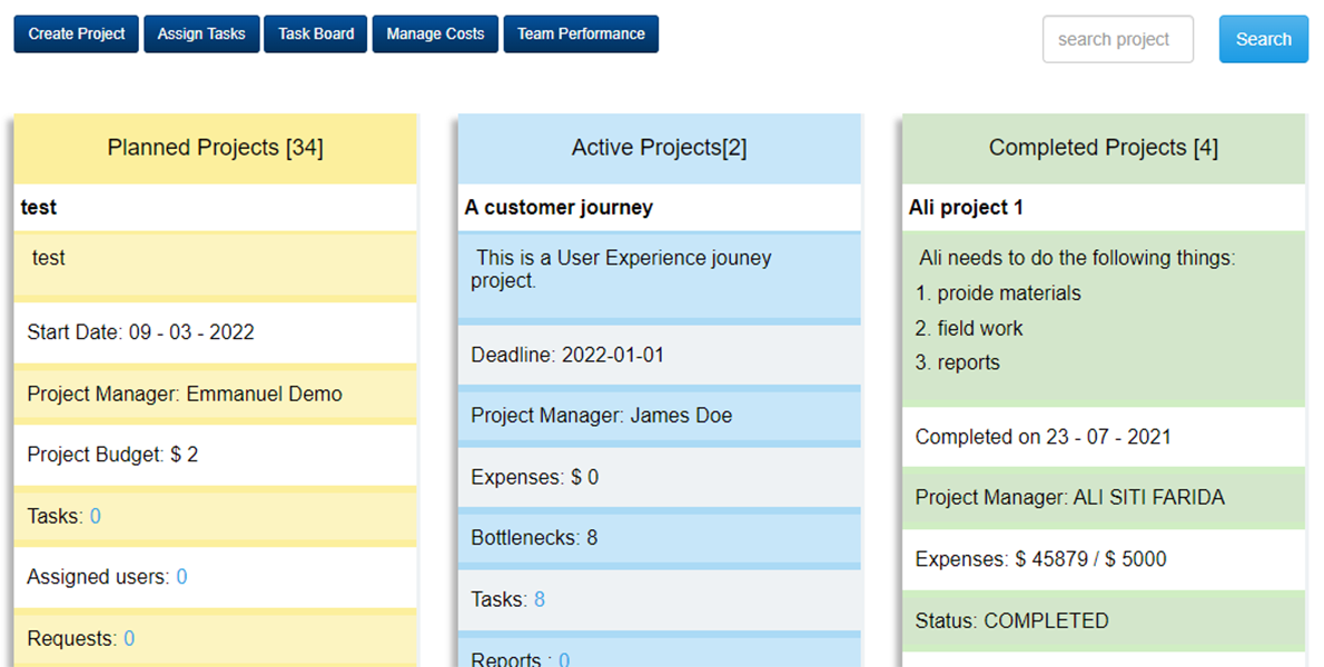 Planejador de projetos