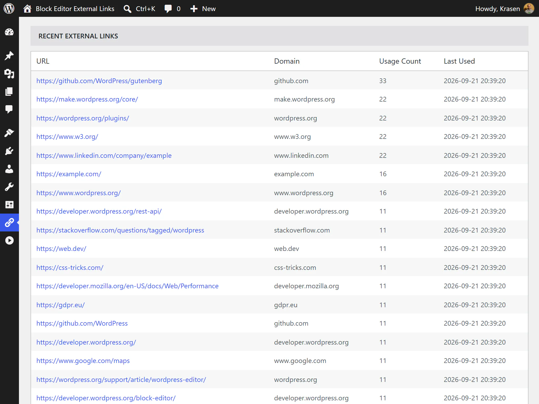 Block Editor External Links gallery image