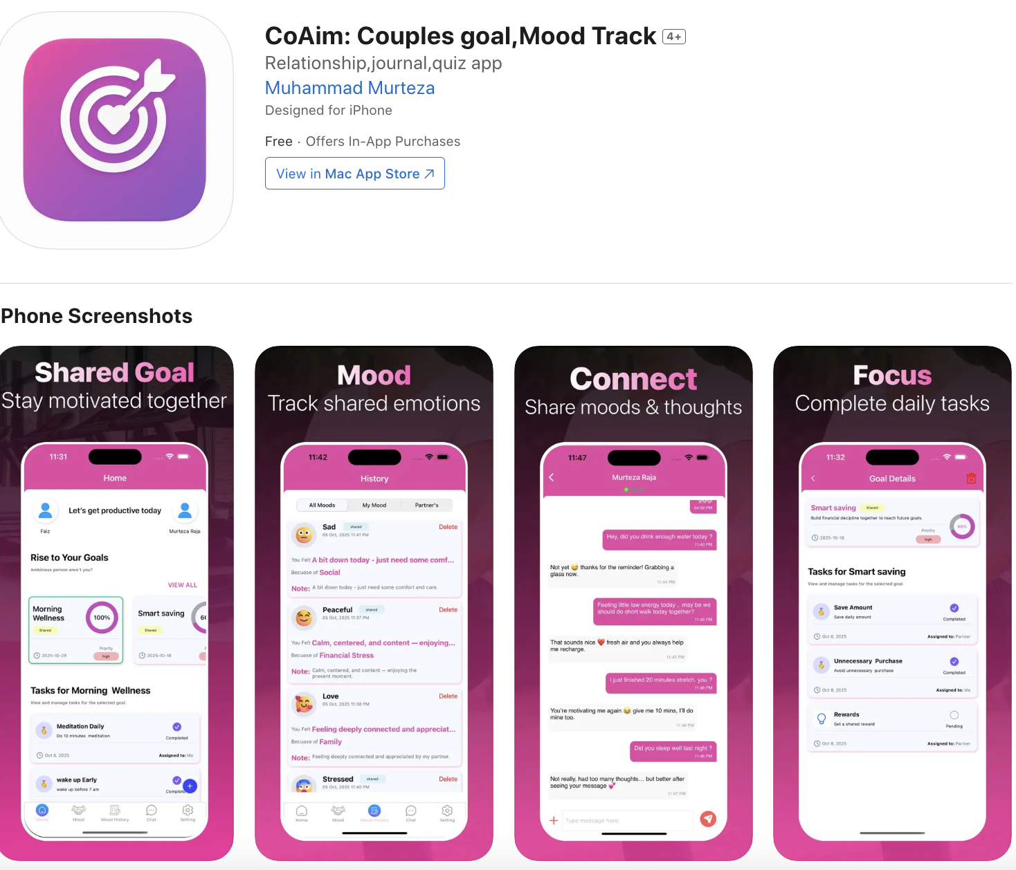CoAim: Couples goal,Mood Track
