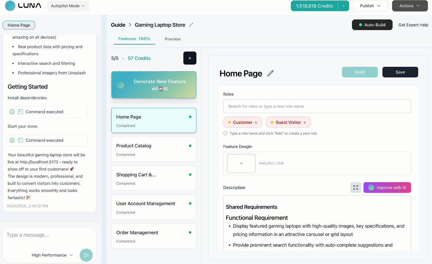 Luna Autopilot - Main screenshot showing features and interface