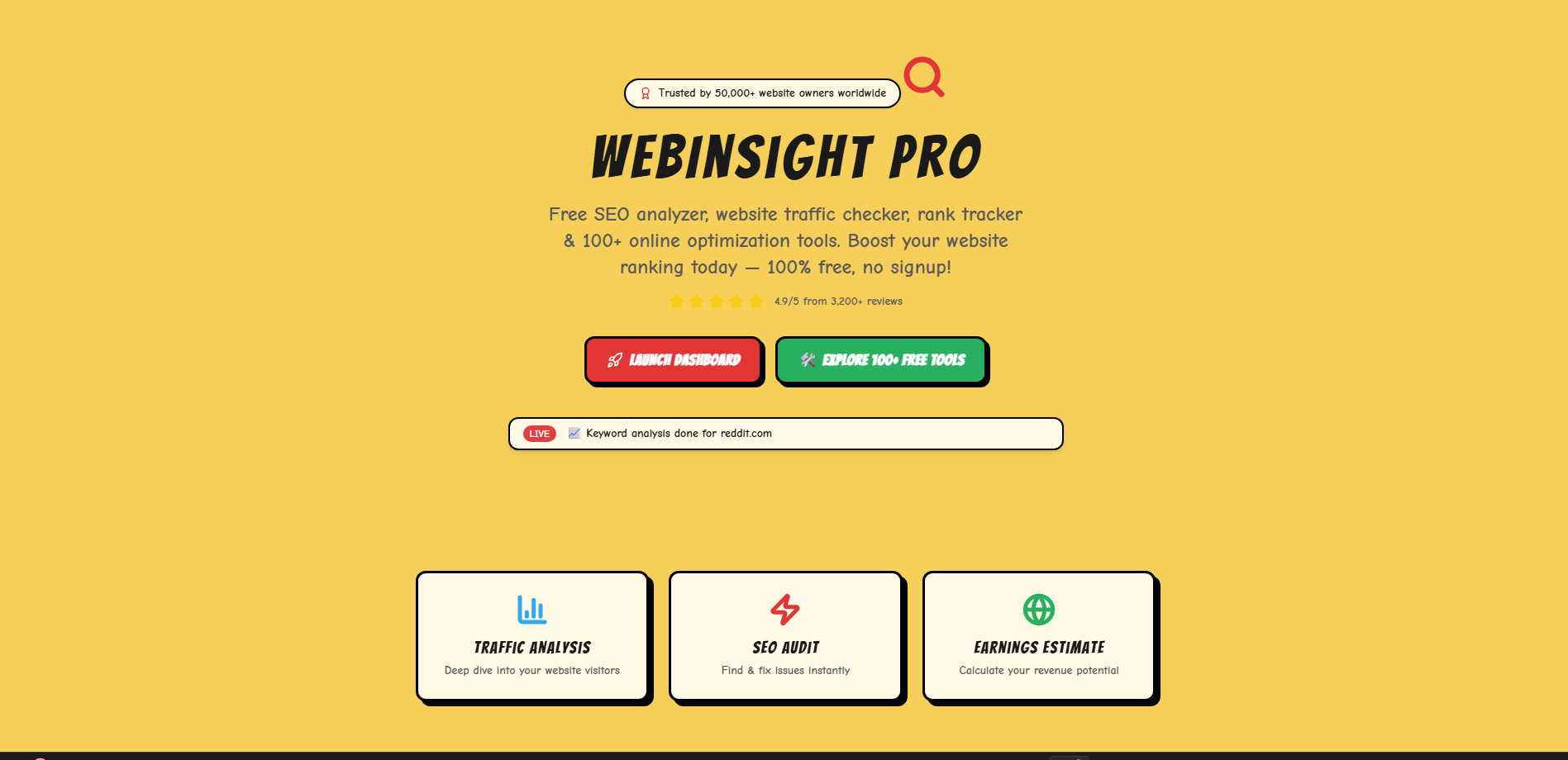 WebInsightPro - Main product screenshot demonstrating key features and user interface