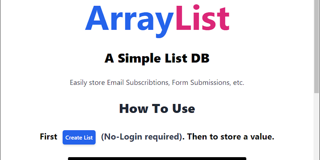 ArrayList: A simple list DB | Product Hunt