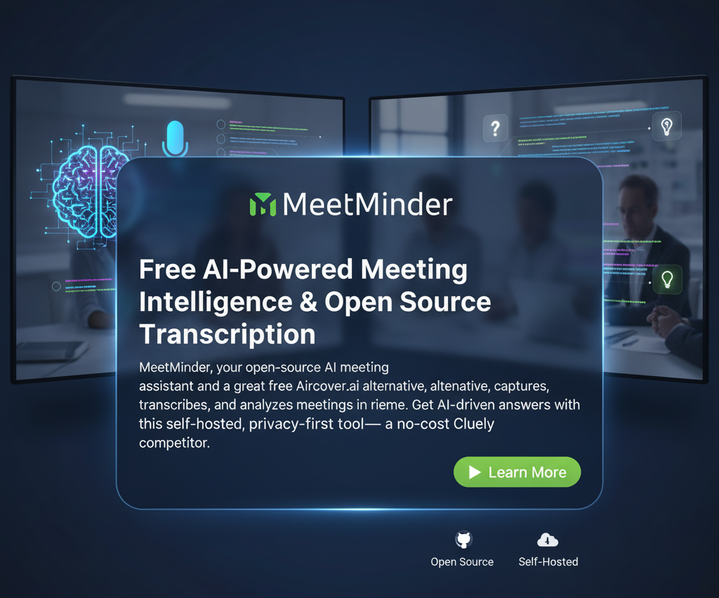 MeetMinder - Main screenshot showing features and interface