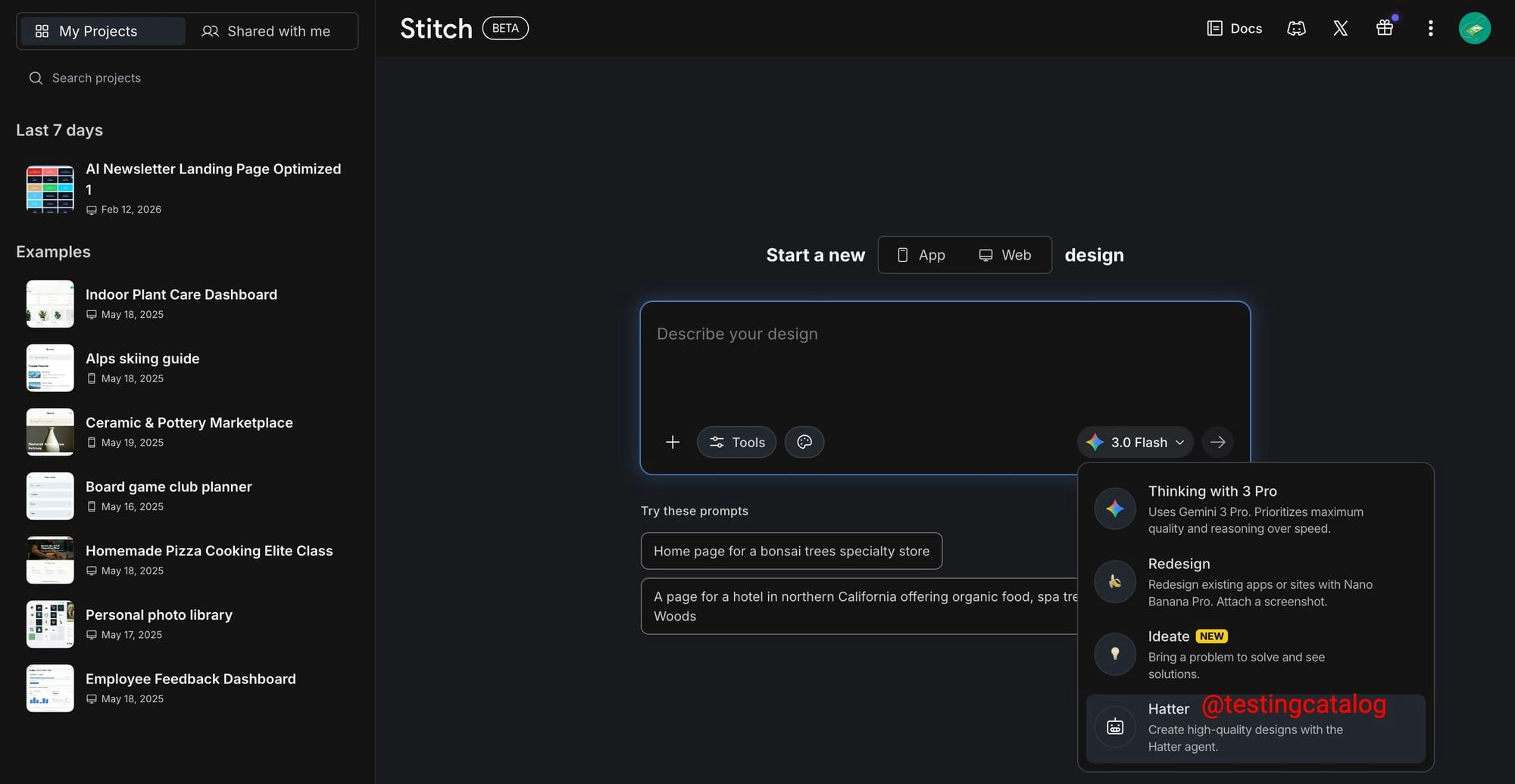 Stitch by Google - Screenshot 2 showing product features and functionality