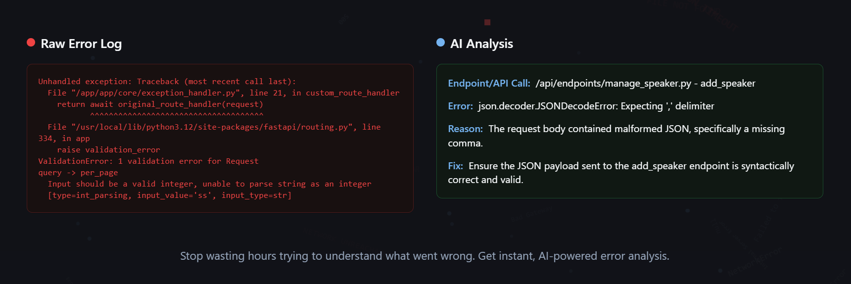 Makemyerror - Intuizioni di errore alimentate dall'intelligenza artificiale, proprio in discordia.Niente più caos. media 3