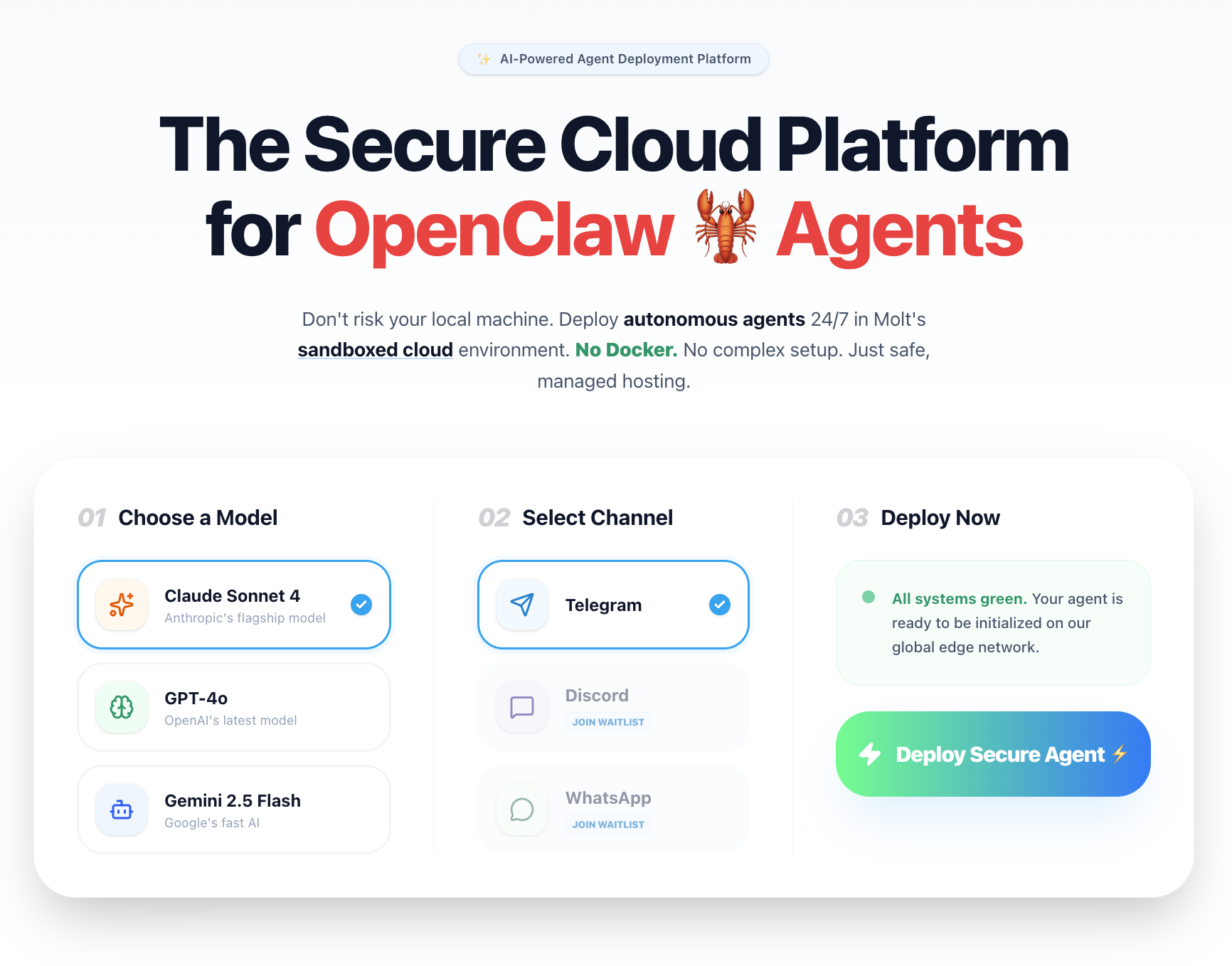 MOLT — Cloud Platform for OpenClaw