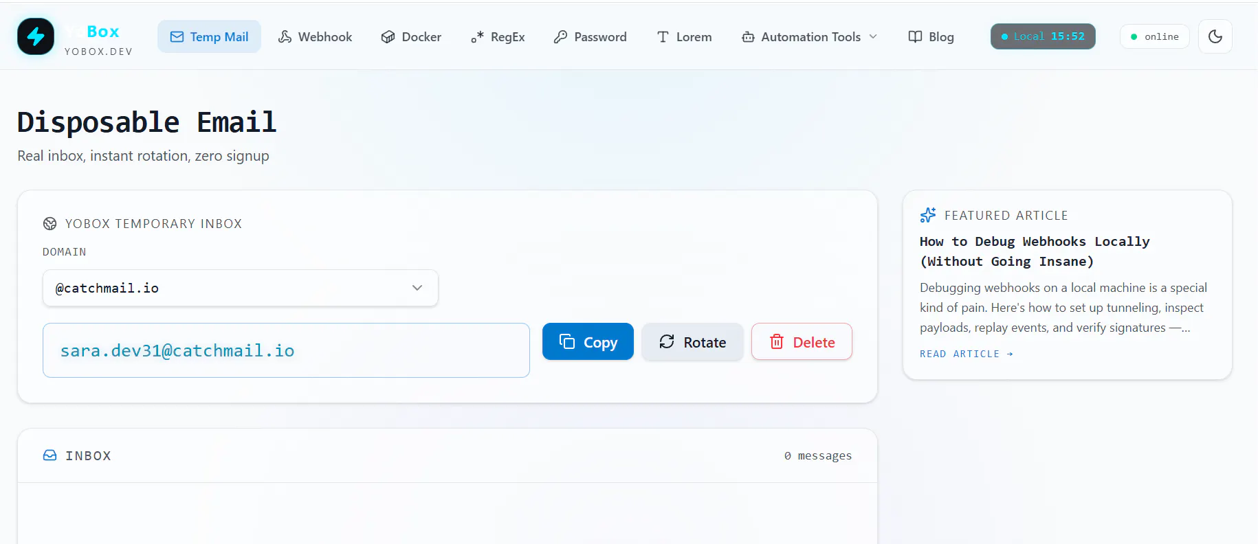 YoBox — Developer Tools & Email gallery image