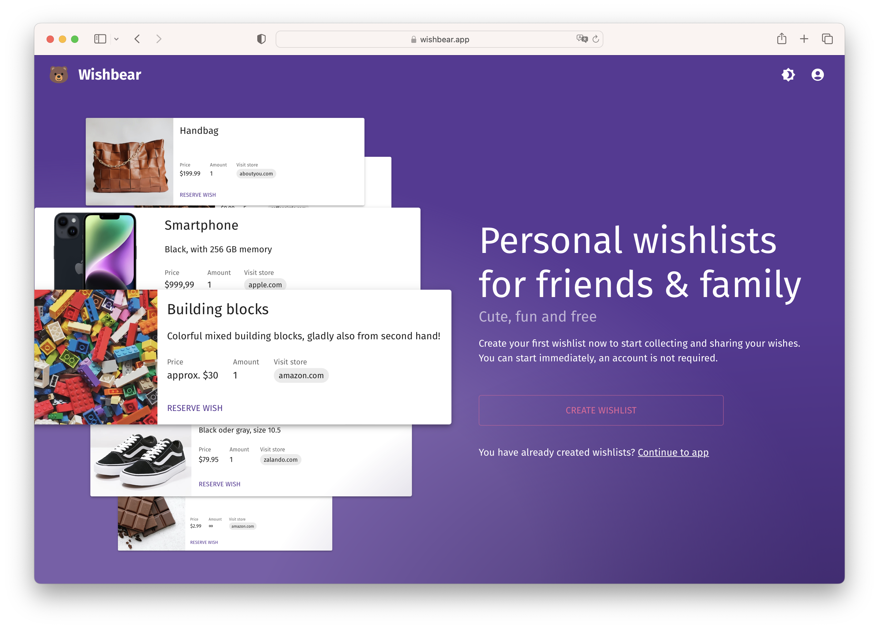Wunsch - Persönliche Wishlists für Freunde und Familie Medien 1