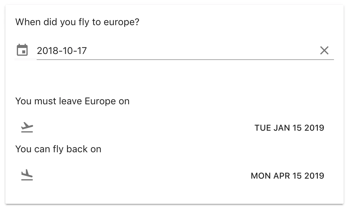 Schengen Area date checker.