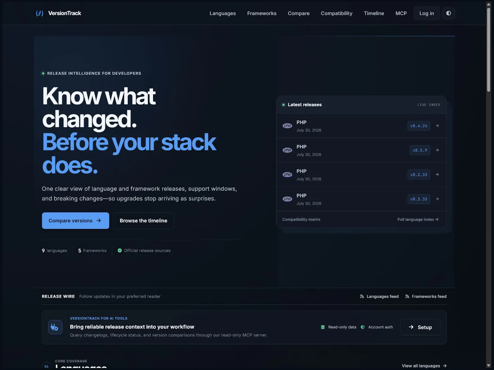 VersionTrack · Updates Radar screenshot 1