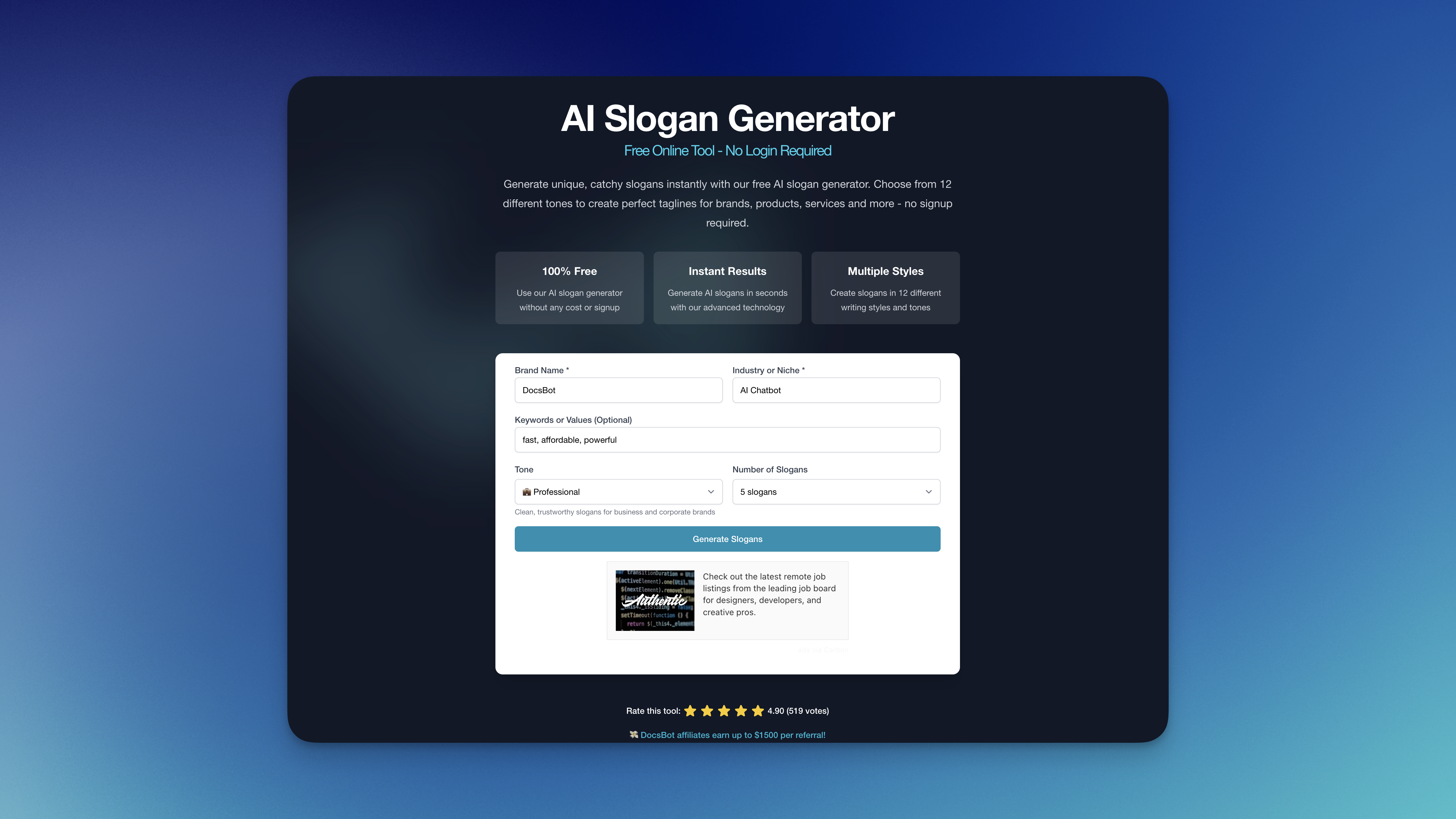 AI Slogan Generator gallery image